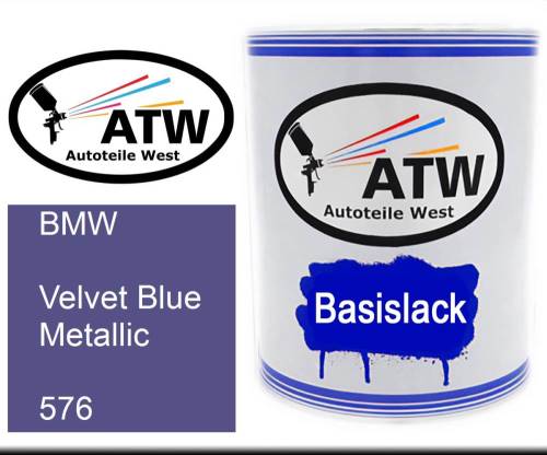 BMW, Velvet Blue Metallic, 576: 1L Lackdose, von ATW Autoteile West.